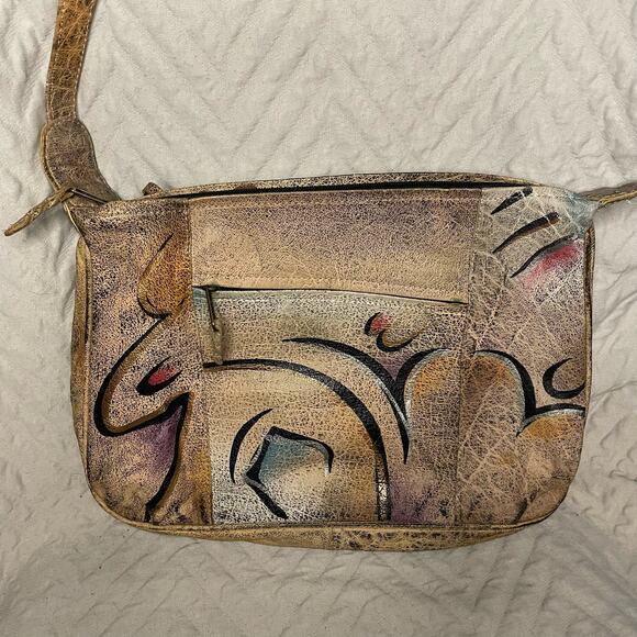 SALE!! Vintage The Animal purse wearable art leather hand painted made in India - Picture 1 of 9